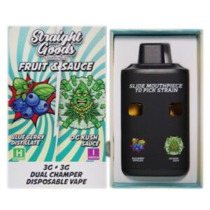 Straight Goods Dual Chamber Vape – Blueberry Distillate + OG Kush Sauce (3 Grams + 3 Grams) buy weed online buy bulkcheapweed